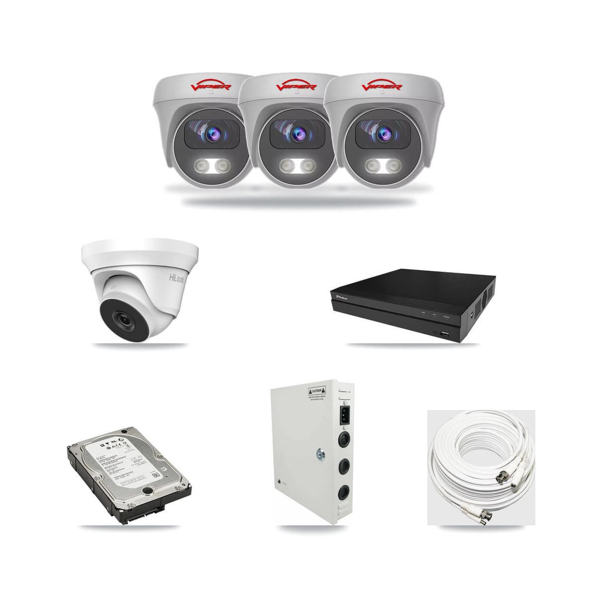 8-Channel 4MP – 5MP CCTV Kit — 1 4MP Turret + 3 White 5MP Cameras + 5TB Recording (PXD-5208AN Recorder) - Image 1