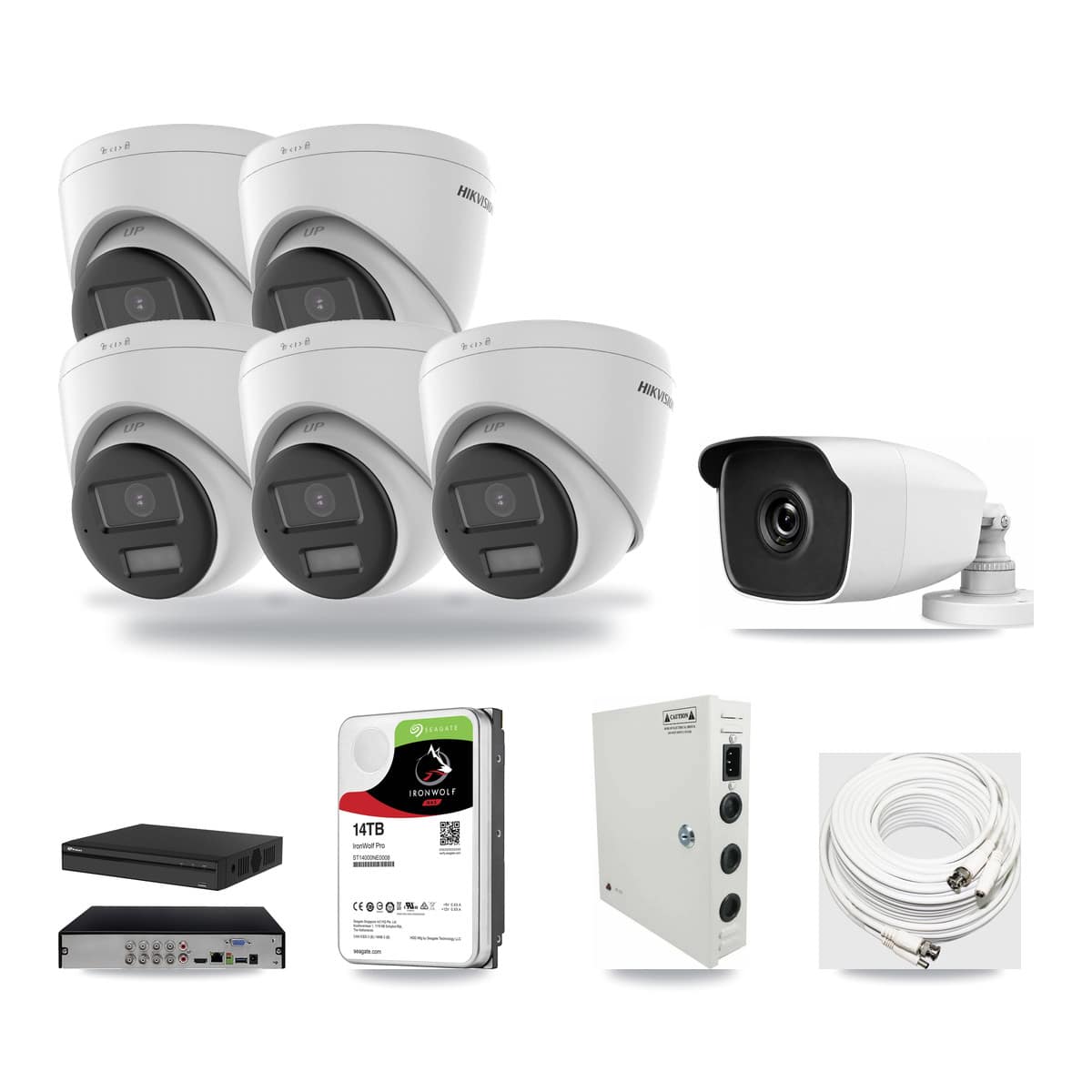 8-Channel 3MP – 4K CCTV Kit — 5 4K Turret + 1 3MP Bullet Cameras + 14TB Recording - Image 1