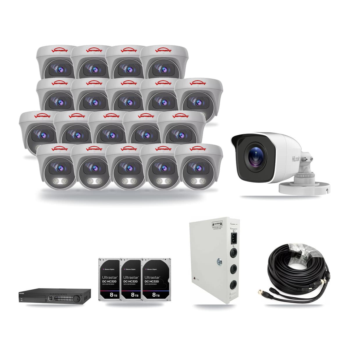 32-Channel 4MP – 5MP CCTV Kit — 1 4MP Bullet + 19 5MP Cameras + 3× 8TB Recording - Image 1