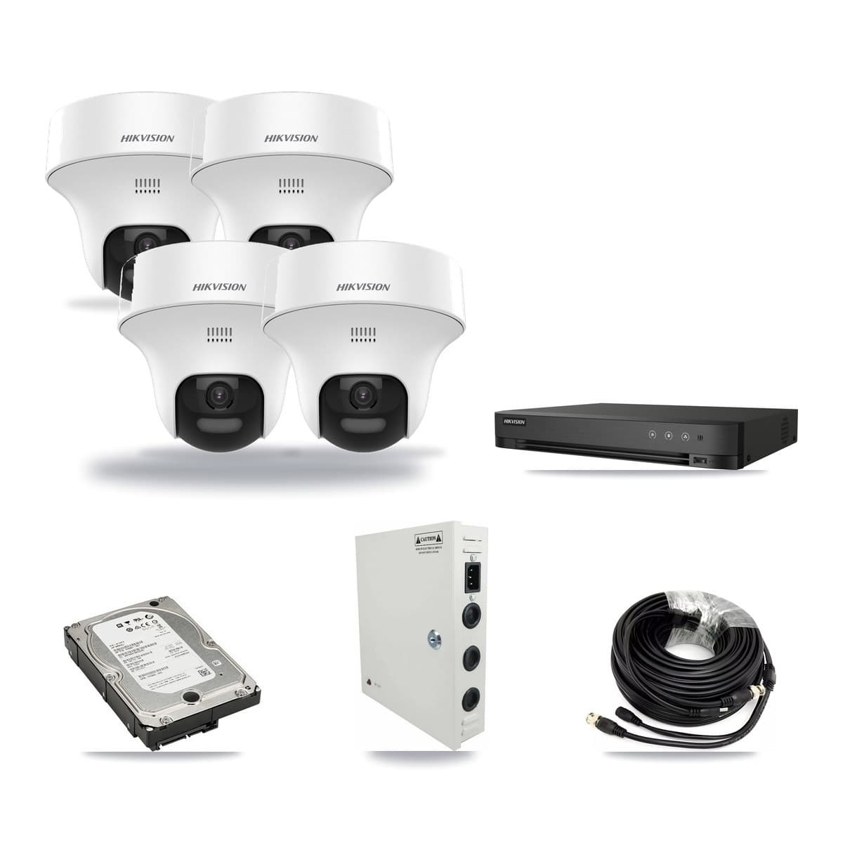 Hikvision 4-Channel 5MP CCTV Kit — 4 DS-2CE70K0T Turret Cameras + 5TB Recording - Image 1