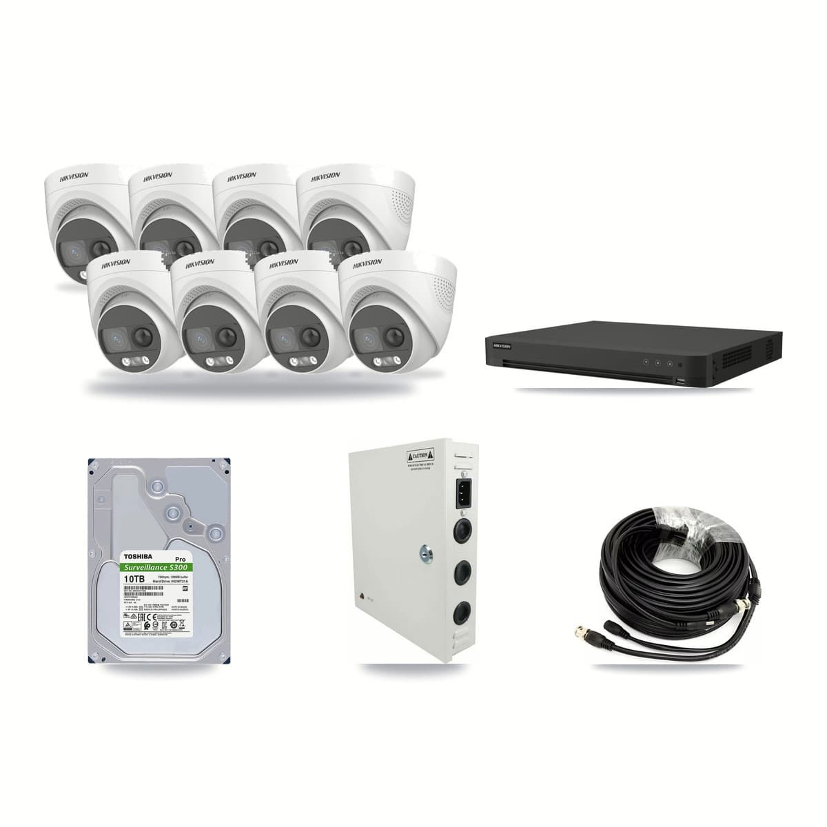 Hikvision 32-Channel 5MP CCTV Kit — 8 DS-2CE72KF3T Turret Cameras + 10TB Recording - Image 1