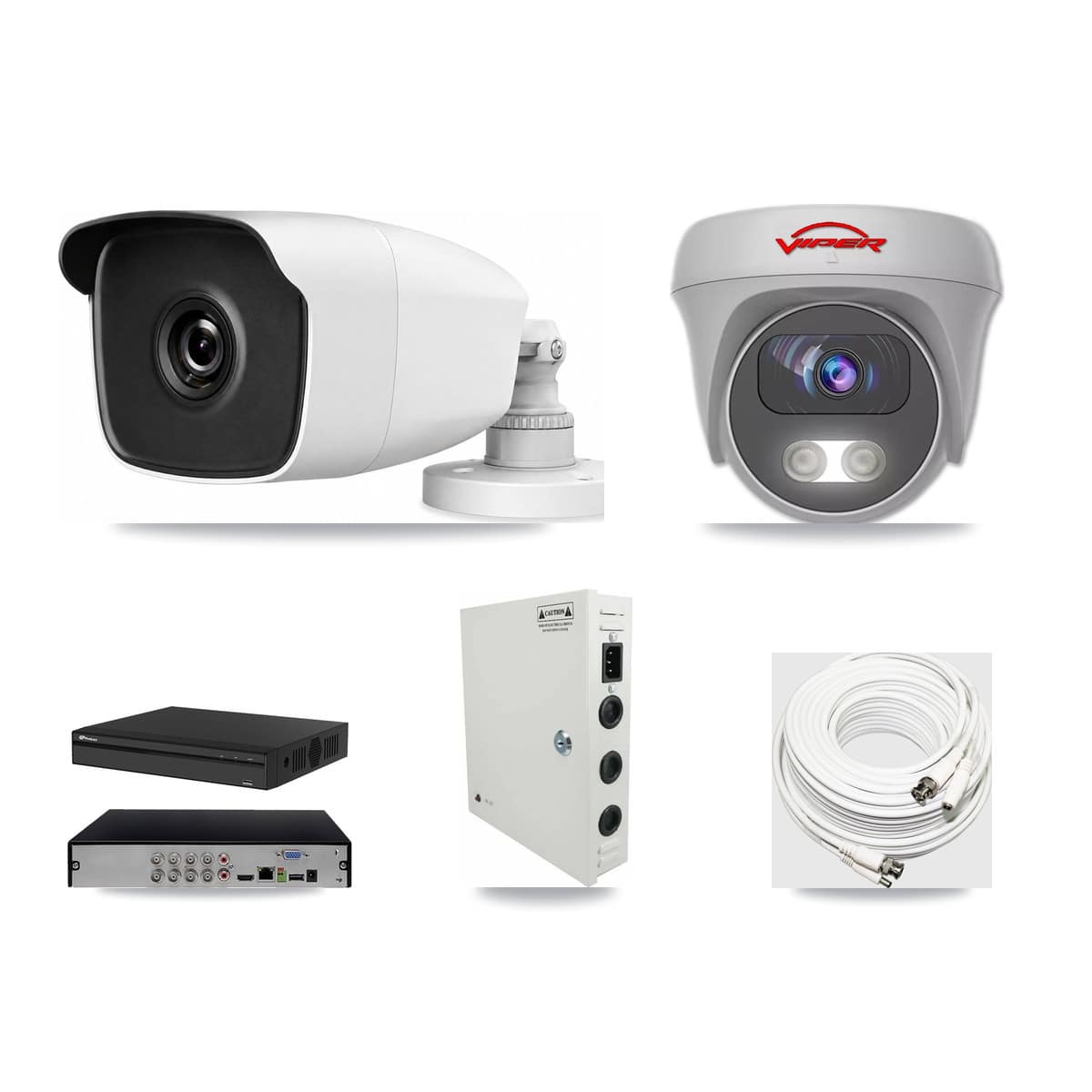8-Channel 3MP – 5MP CCTV Kit — 1 3MP Bullet + 1 White 5MP Cameras + 3TB Recording (PXD-5108HS Recorder) - Image 1