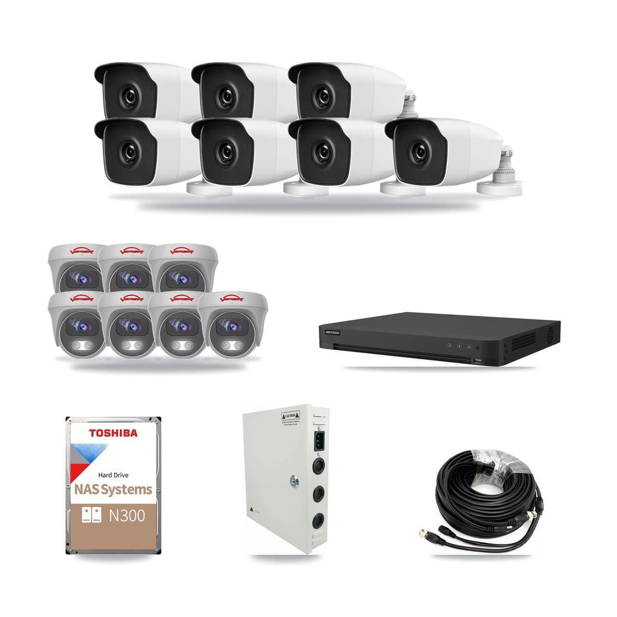 16-Channel 3MP – 5MP CCTV Kit — 7 3MP Bullet + 7 5MP Cameras + 18TB Recording - Image 1