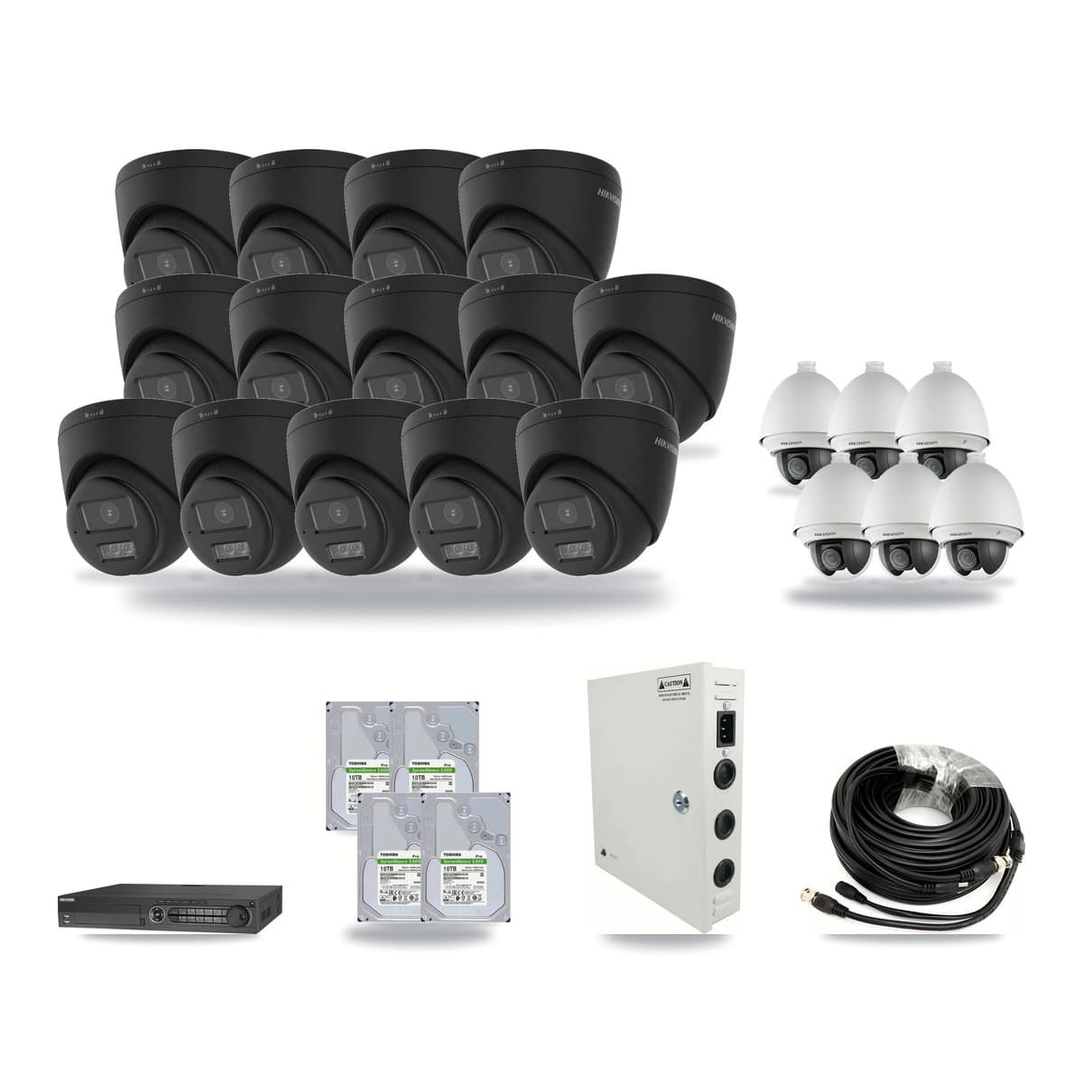 Hikvision 32-Channel 2MP – 4K CCTV Kit — 6 2MP PTZ + 14 4K Turret Cameras + 4× 10TB Recording - Image 1