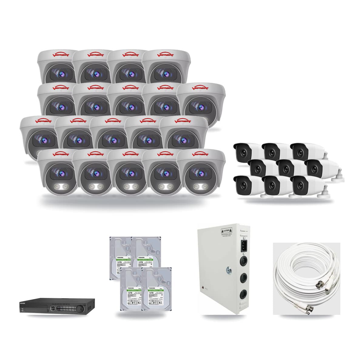 32-Channel 3MP – 5MP CCTV Kit — 9 3MP Bullet + 19 5MP Cameras + 4× 10TB Recording - Image 1