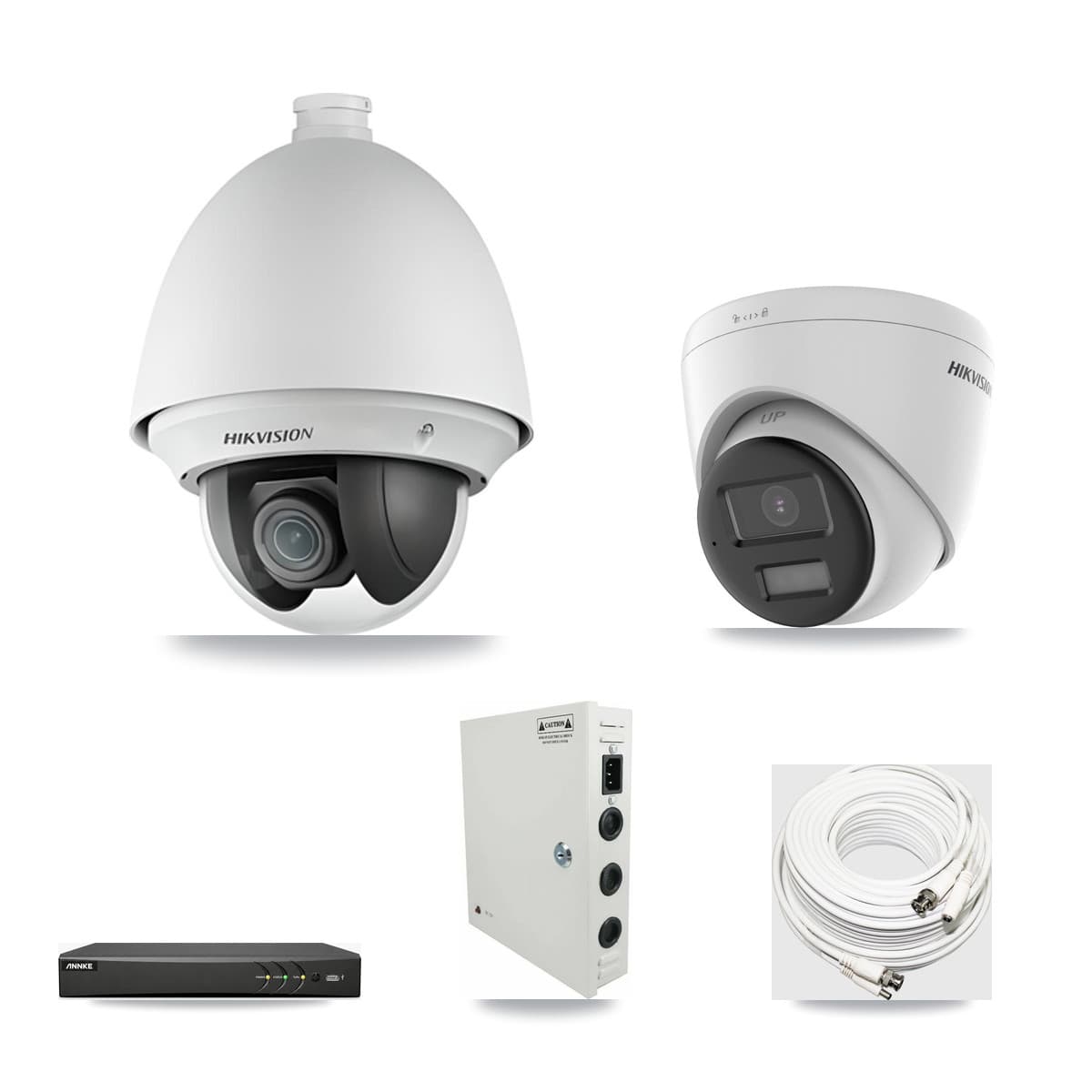 Hikvision & ANNKE 4-Channel 2MP – 4K CCTV Kit — 1 2MP PTZ + 1 4K Turret Cameras + 3TB Recording - Image 1