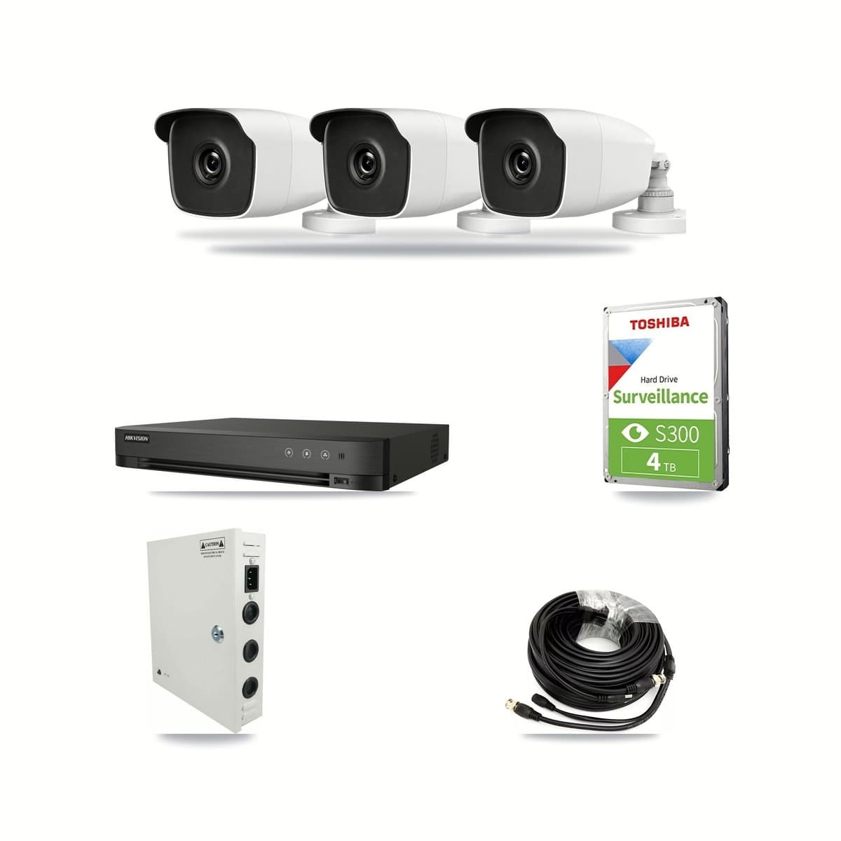HiLook & Hikvision 4-Channel 3MP CCTV Kit — 3 Bullet Cameras + 4TB Recording (IDS-7204HQHI Recorder) - Image 1
