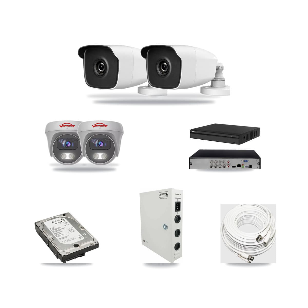 8-Channel 3MP – 5MP CCTV Kit — 2 3MP Bullet + 2 White 5MP Cameras + 5TB Recording (PXD-5108HS Recorder) - Image 1