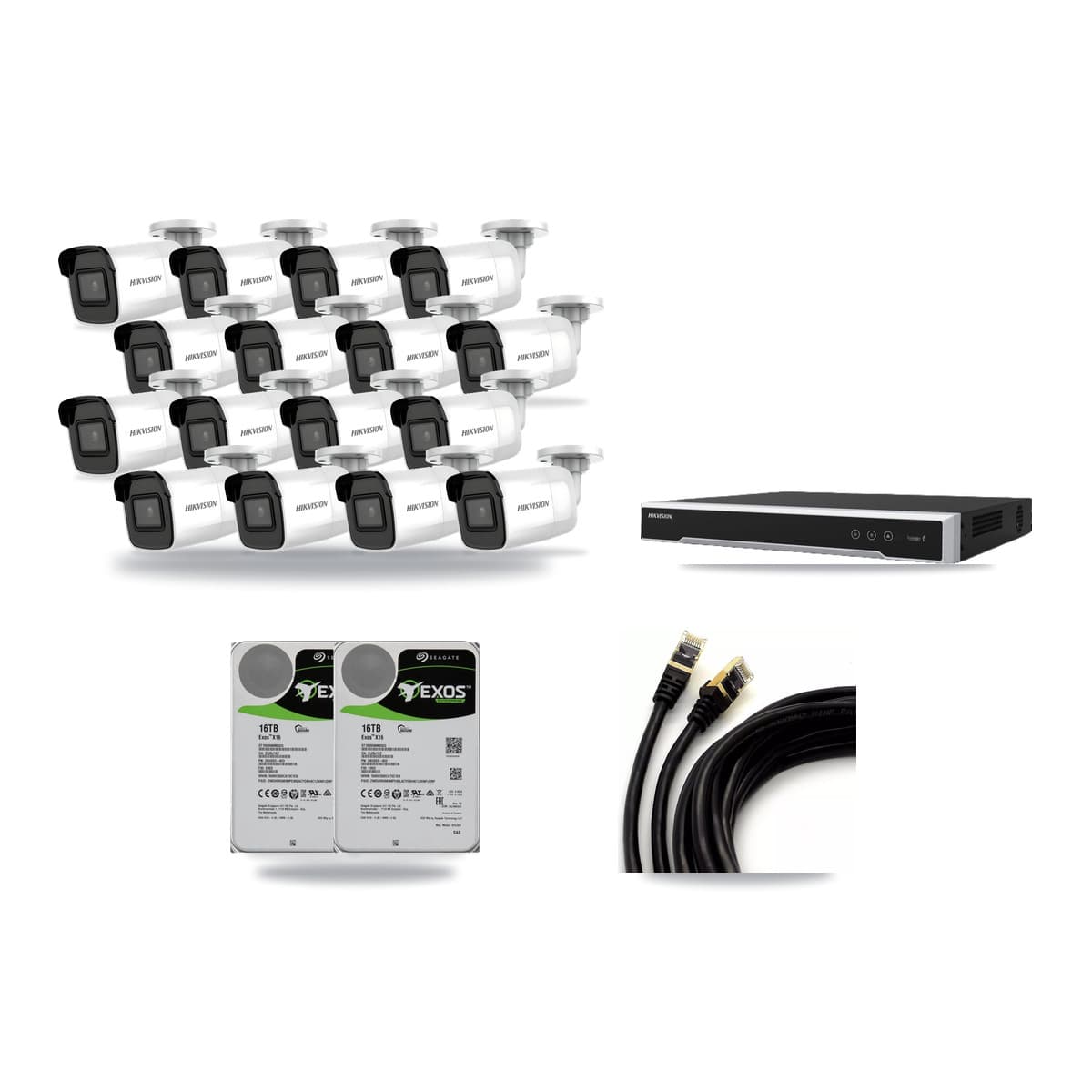 Hikvision 16-Channel 4K CCTV Kit — 16 Bullet Cameras + 2× 16TB Recording - Image 1