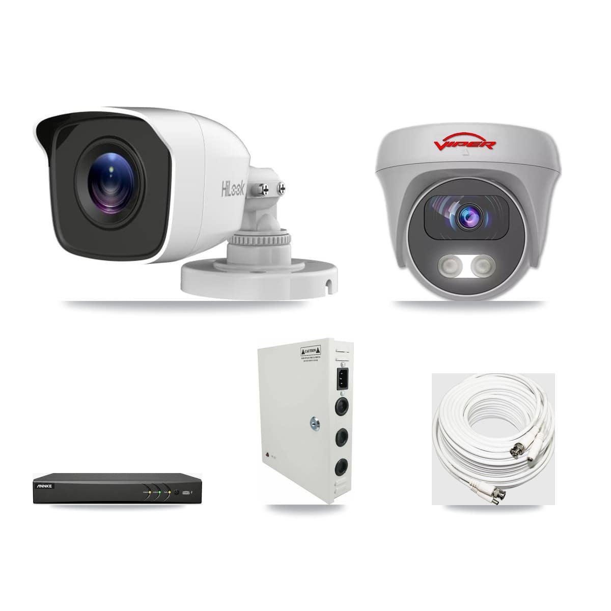 4-Channel 4MP – 5MP CCTV Kit — 1 4MP Bullet + 1 White 5MP Cameras + 3TB Recording (AN-DV4-8MP Recorder) - Image 1