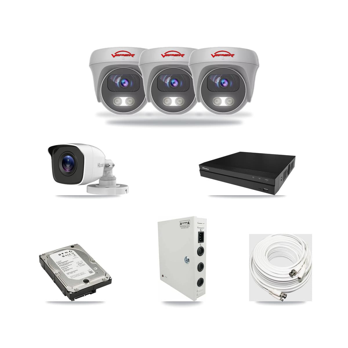 8-Channel 4MP – 5MP CCTV Kit — 1 4MP Bullet + 3 White 5MP Cameras + 5TB Recording (PXD-5208AN Recorder) - Image 1