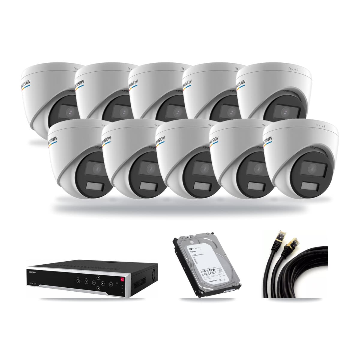 Hikvision 32-channel CCTV kit: 10 cameras (10× 2MP Turret), 6TB hard drive