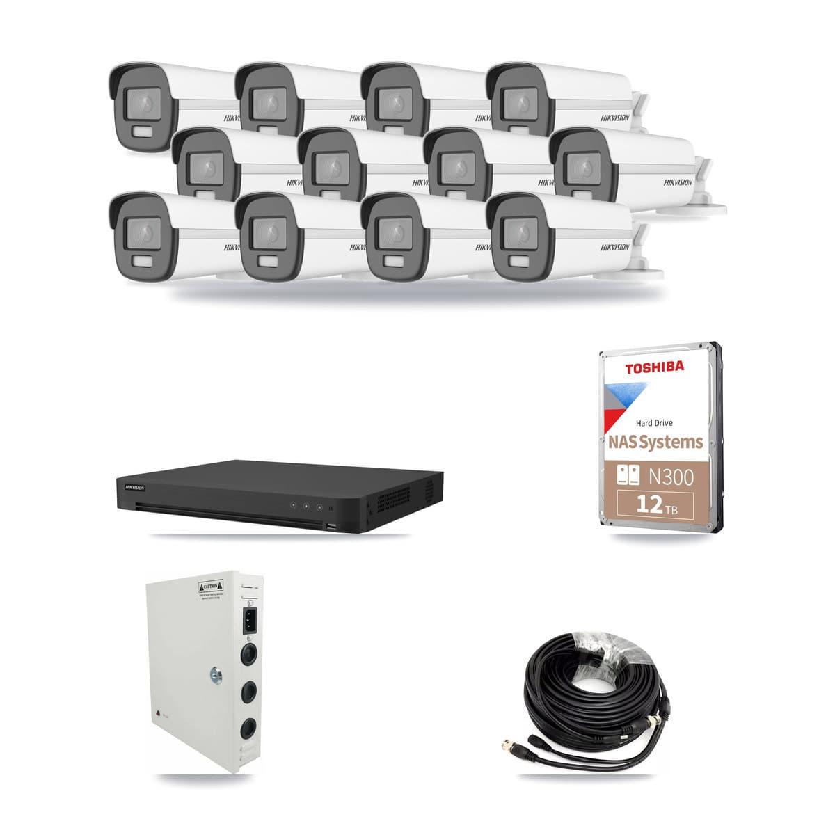 Hikvision 16-Channel 4K CCTV Kit — 12 DS-2CE12UF3T Bullet Cameras + 12TB Recording - Image 1