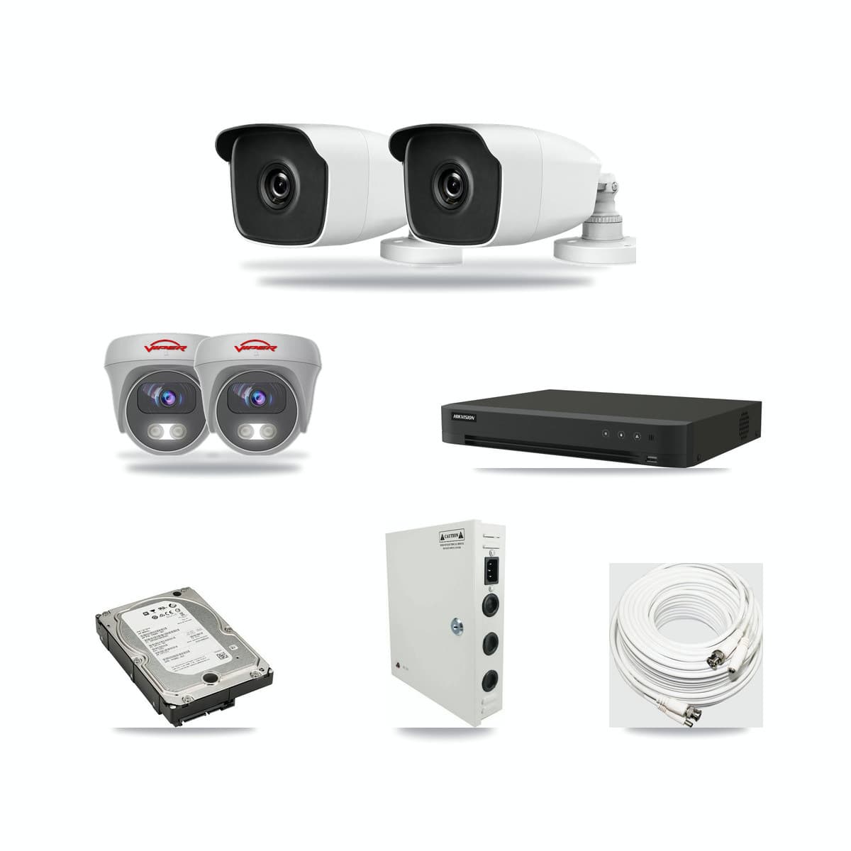 8-Channel 3MP – 5MP CCTV Kit — 2 3MP Bullet + 2 White 5MP Cameras + 5TB Recording (IDS-7208HUHI Recorder) - Image 1