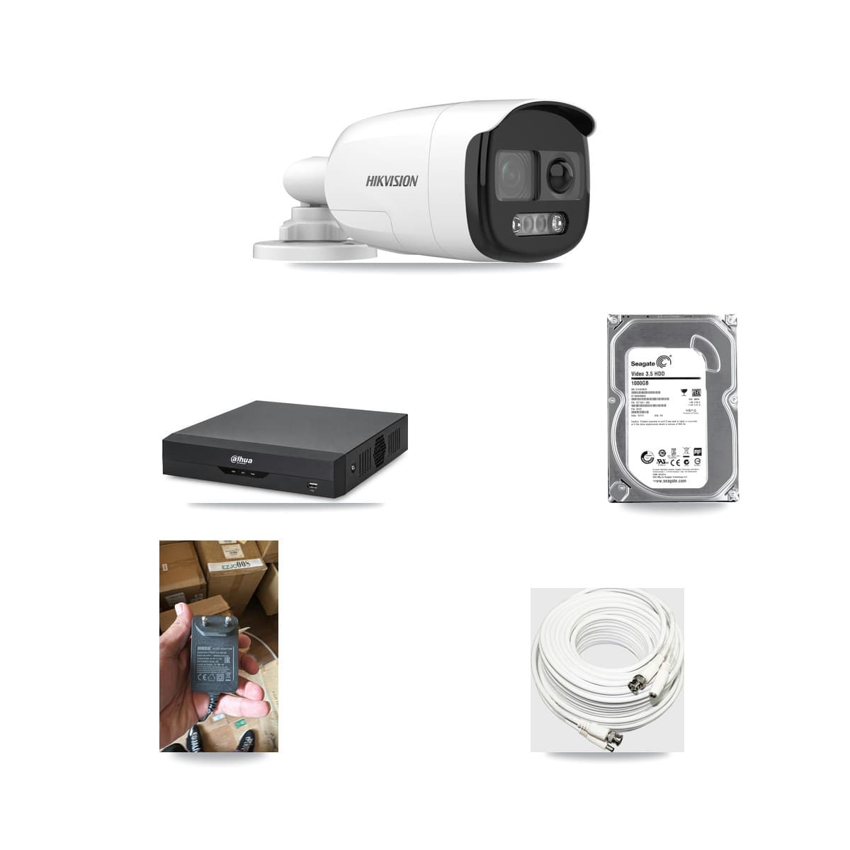 Hikvision & Dahua 4-Channel 5MP CCTV Kit — 1 DS-2CE12KF3T Bullet Camera + 1TB Recording - Image 1