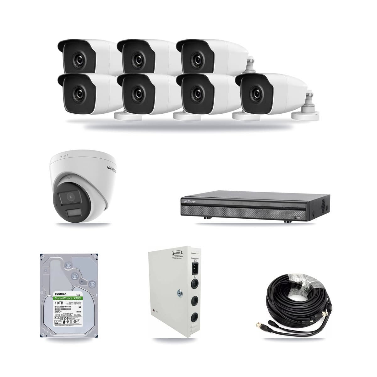 8-Channel 3MP – 4K CCTV Kit — 1 4K Turret + 7 3MP Bullet Cameras + 10TB Recording - Image 1