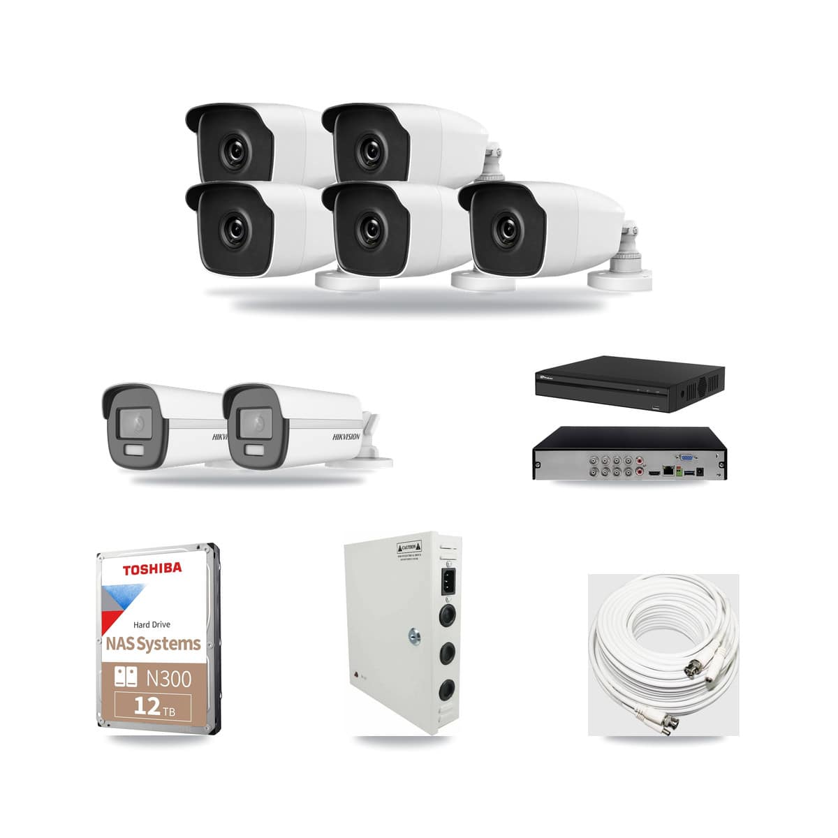 8-Channel 3MP – 4K CCTV Kit — 2 4K + 5 3MP Bullet Cameras + 12TB Recording - Image 1