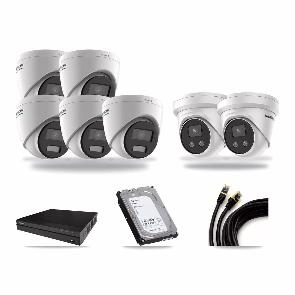 Hikvision & Prolux 8-Channel 2MP – 5MP CCTV Kit — 5 2MP + 2 5MP Turret Cameras + 6TB Recording - Image 1