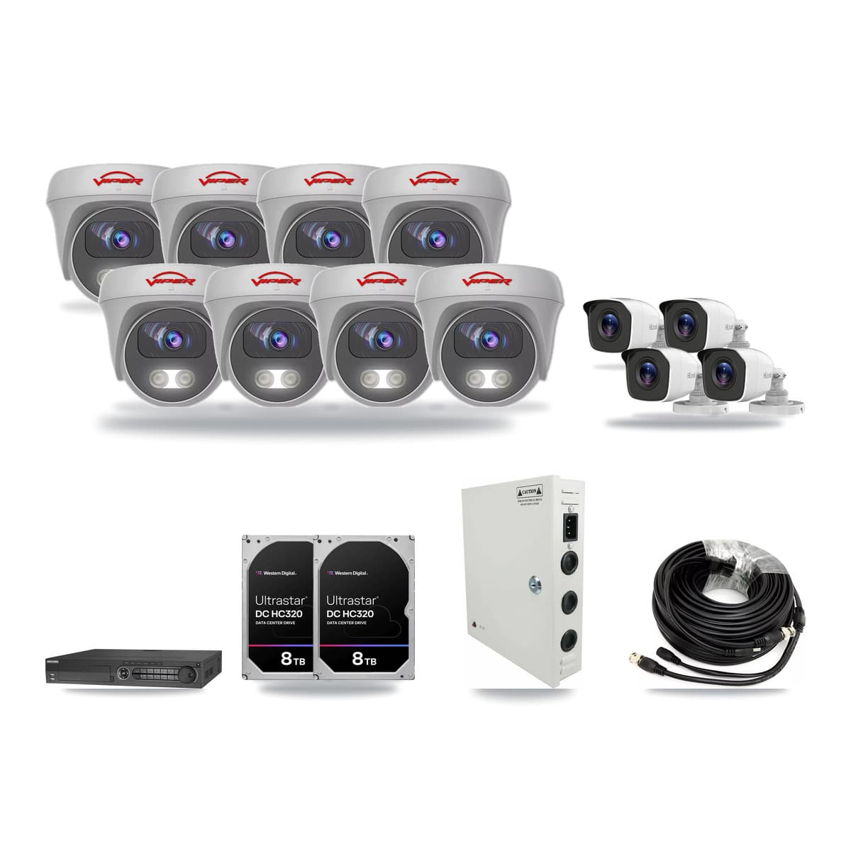32-Channel 4MP – 5MP CCTV Kit — 4 4MP Bullet + 8 5MP Cameras + 2× 8TB Recording - Image 1