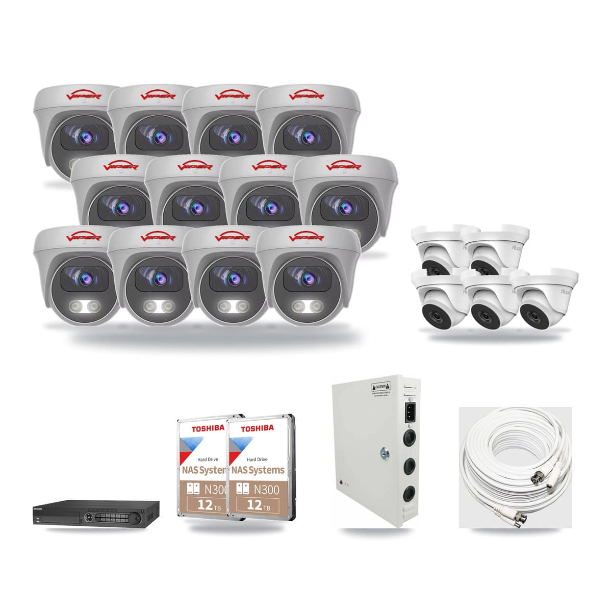 32-Channel 4MP – 5MP CCTV Kit — 5 4MP Turret + 12 5MP Cameras + 2× 12TB Recording - Image 1