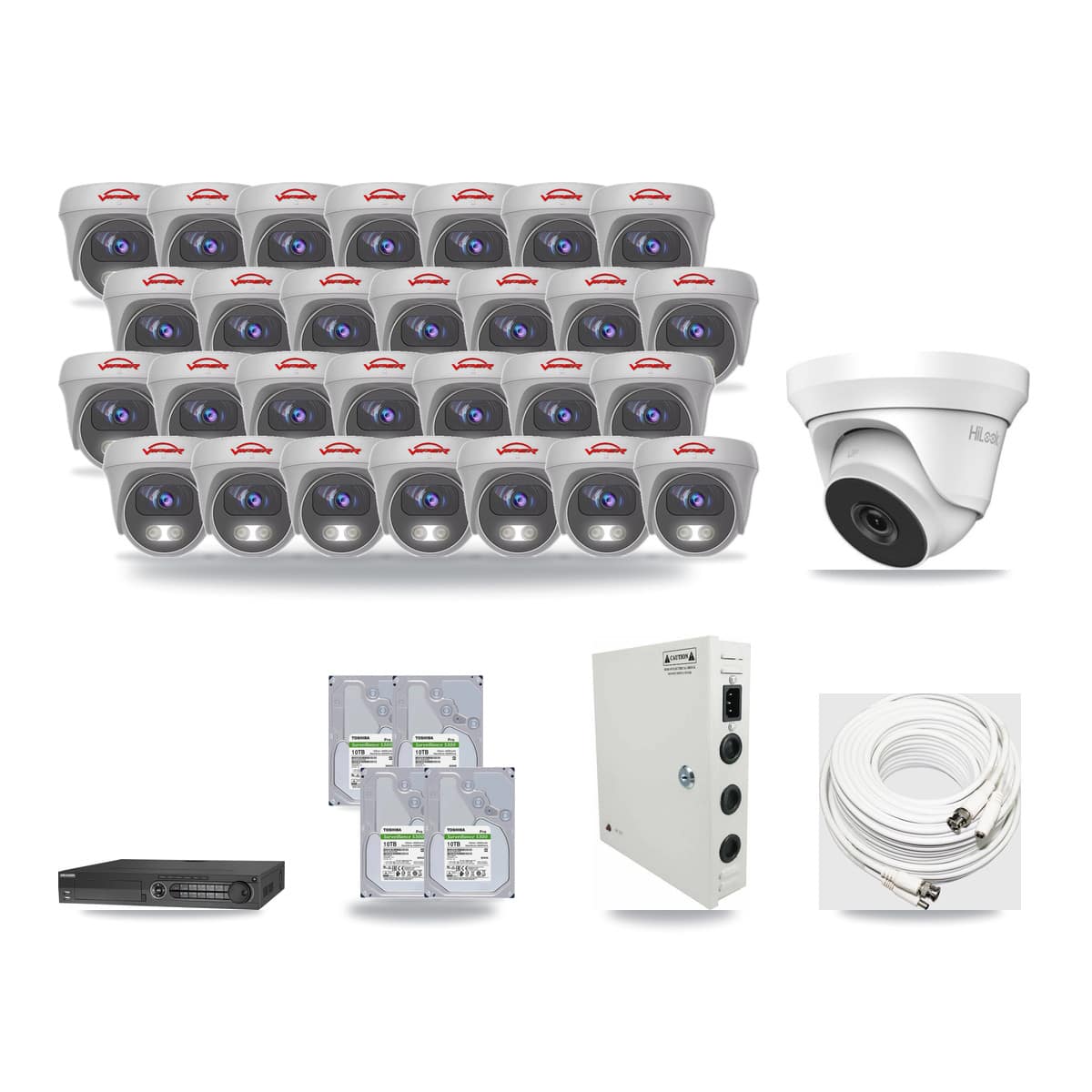 32-Channel 4MP – 5MP CCTV Kit — 1 4MP Turret + 28 5MP Cameras + 4× 10TB Recording - Image 1
