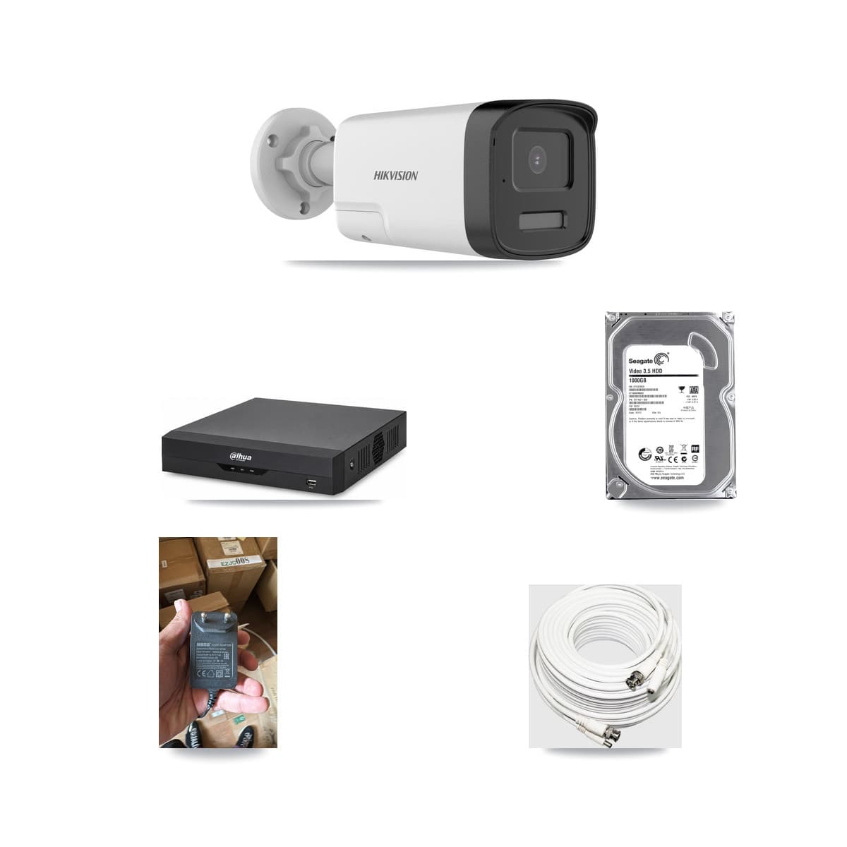 Hikvision & Dahua 4-Channel 5MP CCTV Kit — 1 DS-2CE17K0T Bullet Camera + 1TB Recording - Image 1