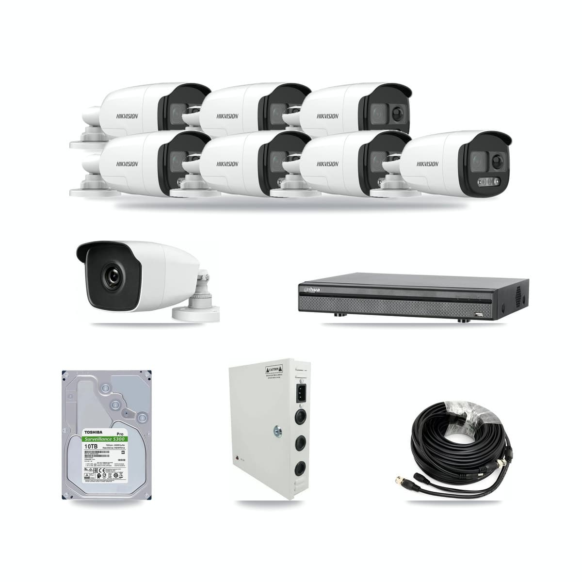 8-Channel 3MP – 5MP CCTV Kit — 7 5MP + 1 3MP Bullet Cameras + 10TB Recording (DH-XVR5108H Recorder) - Image 1