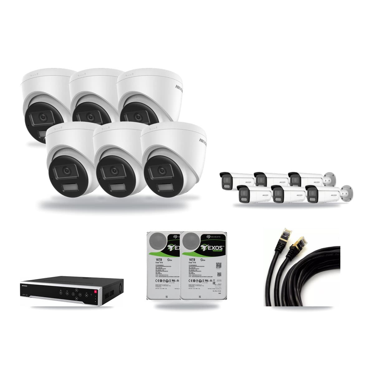 Hikvision 32-Channel 4K CCTV Kit — 6 Turret + 6 Bullet Cameras + 2× 16TB Recording - Image 1