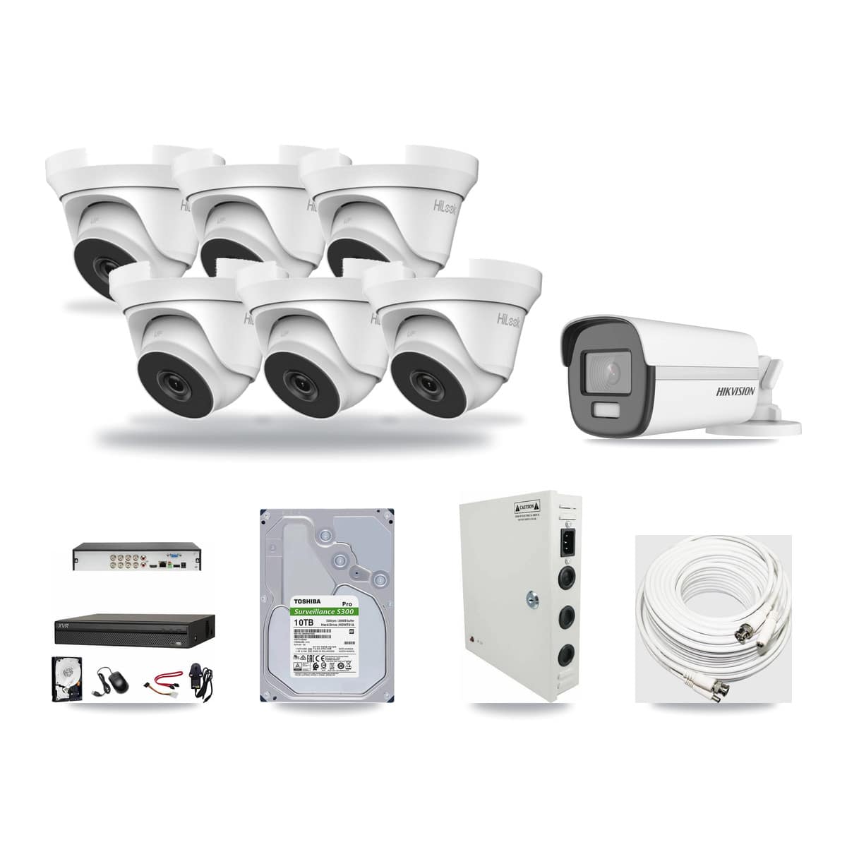 8-Channel 4MP – 4K CCTV Kit — 1 Hikvision 4K Bullet + 6 HiLook 4MP Turret Cameras + 10TB Recording - Image 1