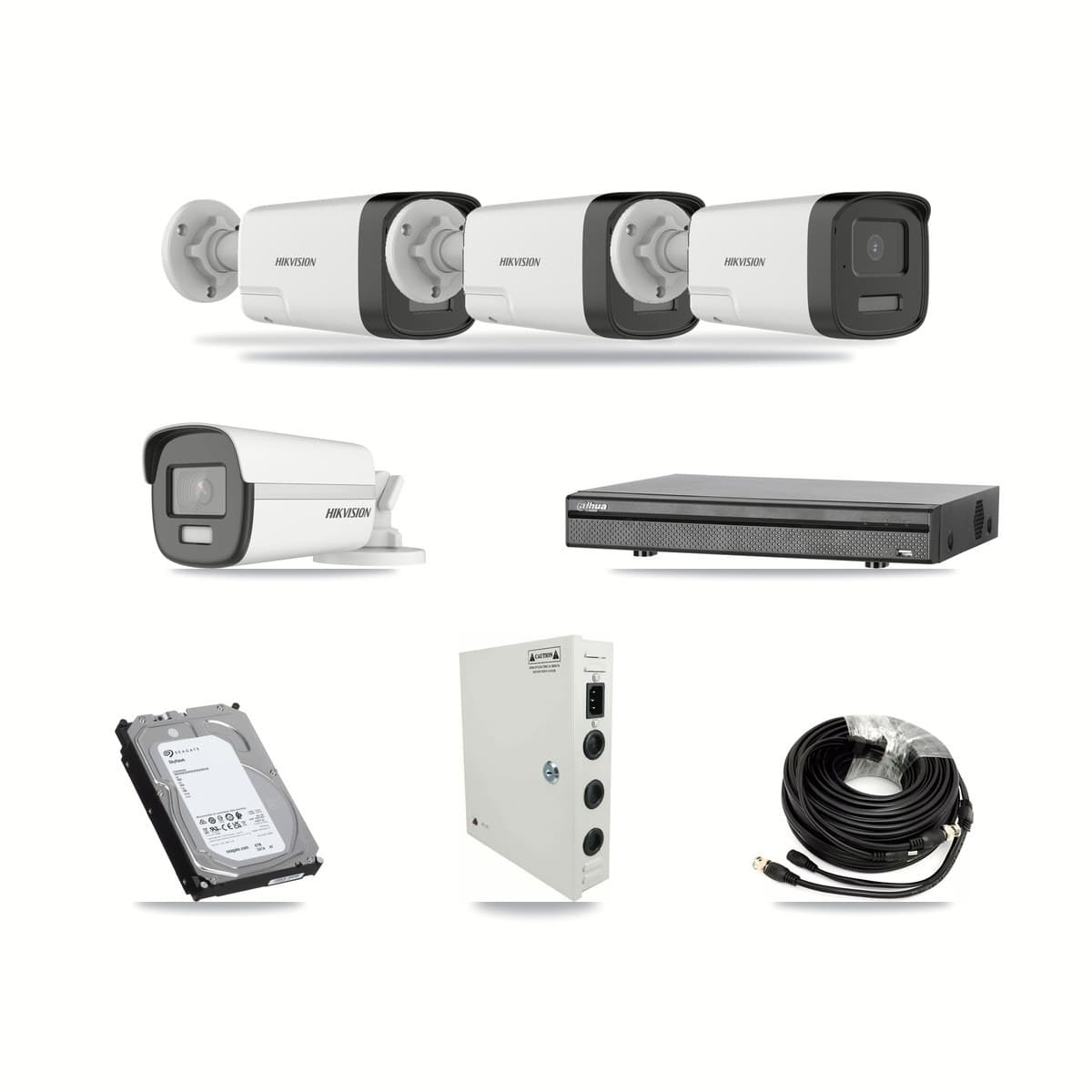 Hikvision & Dahua 8-Channel 5MP – 4K CCTV Kit — 1 4K + 3 5MP Bullet Cameras + 6TB Recording - Image 1