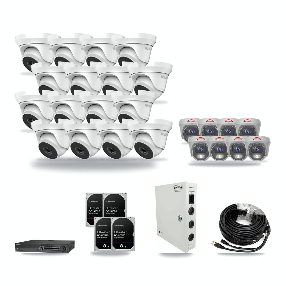 32-Channel 4MP – 5MP CCTV Kit — 16 4MP Turret + 8 5MP Cameras + 4× 8TB Recording - Image 1