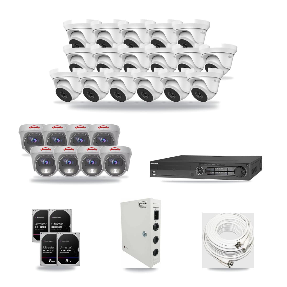 32-Channel 4MP – 5MP CCTV Kit — 17 4MP Turret + 8 5MP Cameras + 4× 8TB Recording - Image 1