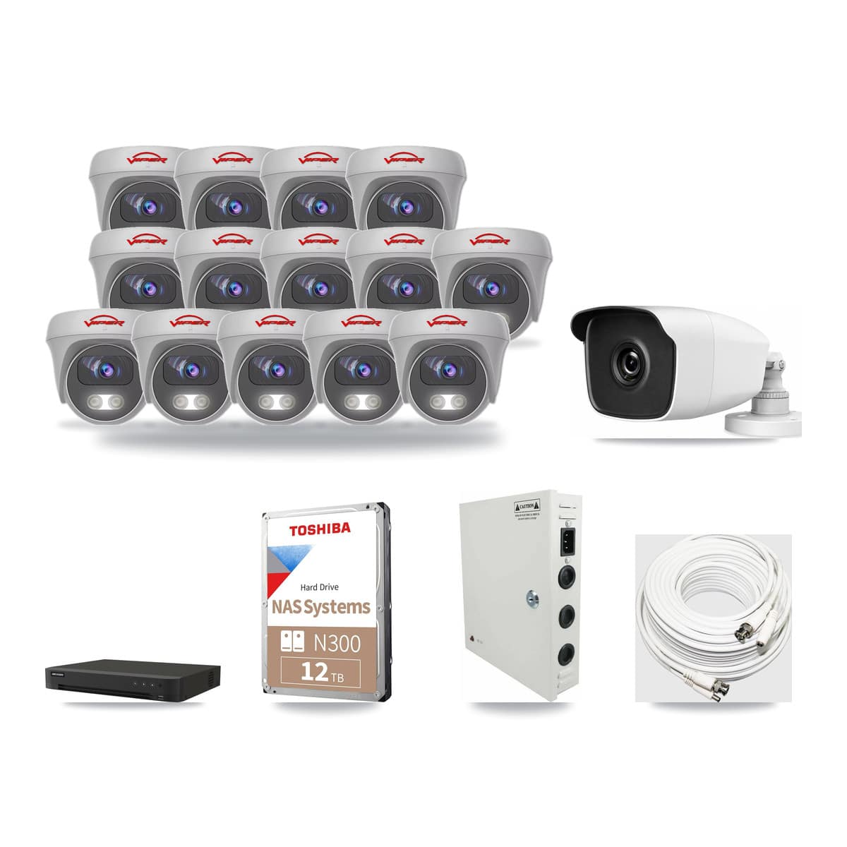 16-Channel 3MP – 5MP CCTV Kit — 1 3MP Bullet + 14 5MP Cameras + 12TB Recording - Image 1
