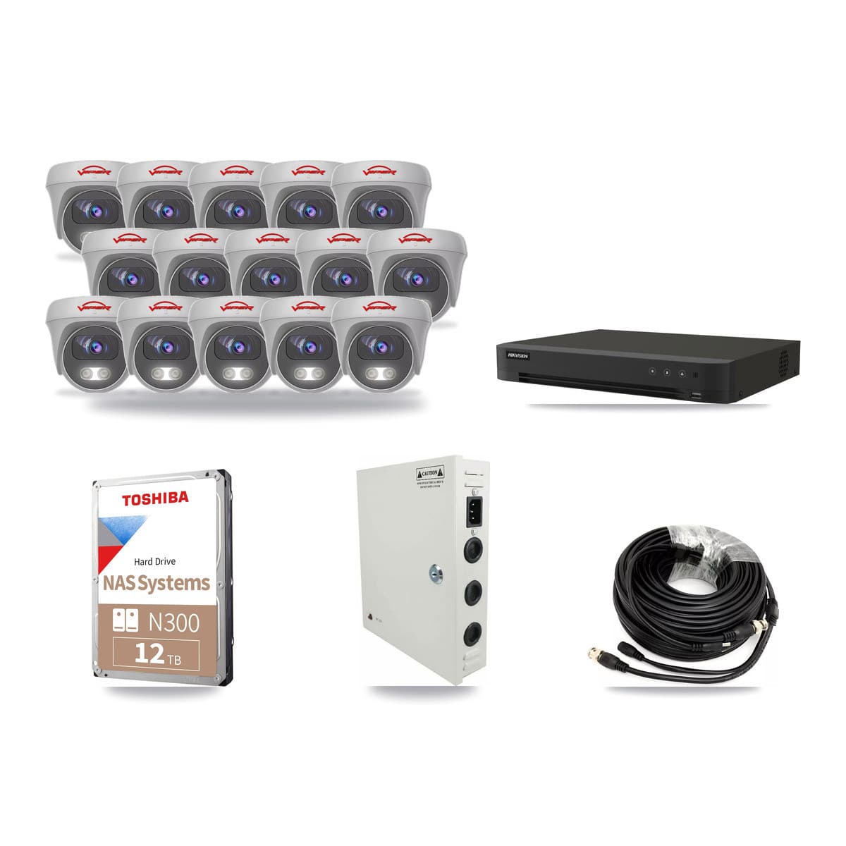 Hikvision 16-channel CCTV kit: 15 cameras (15× 5MP Camera), 12TB hard drive