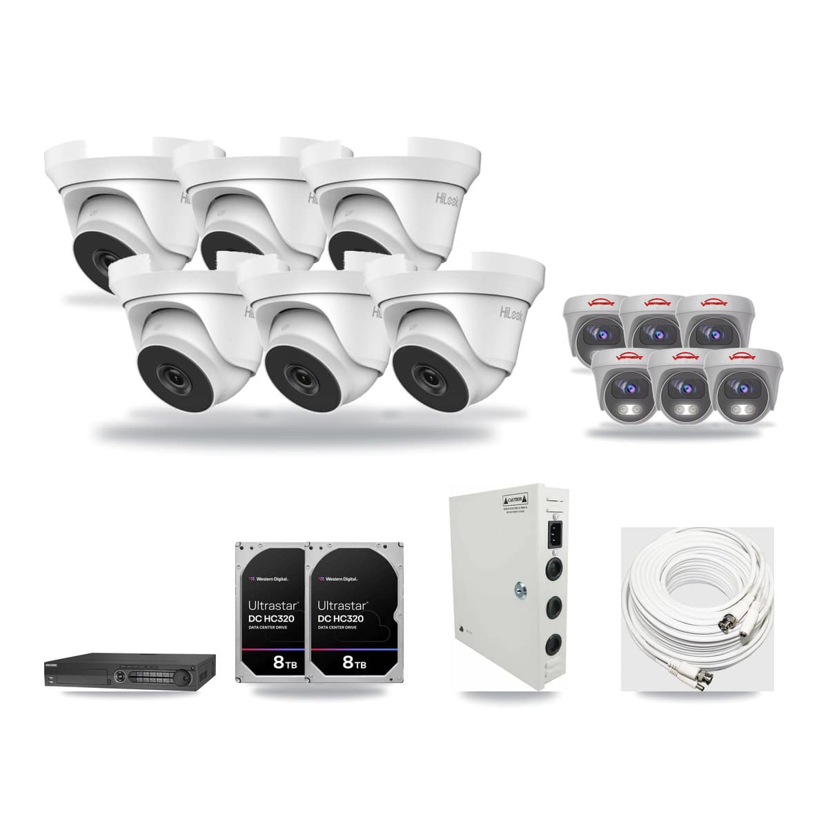 32-Channel 4MP – 5MP CCTV Kit — 6 4MP Turret + 6 5MP Cameras + 2× 8TB Recording - Image 1