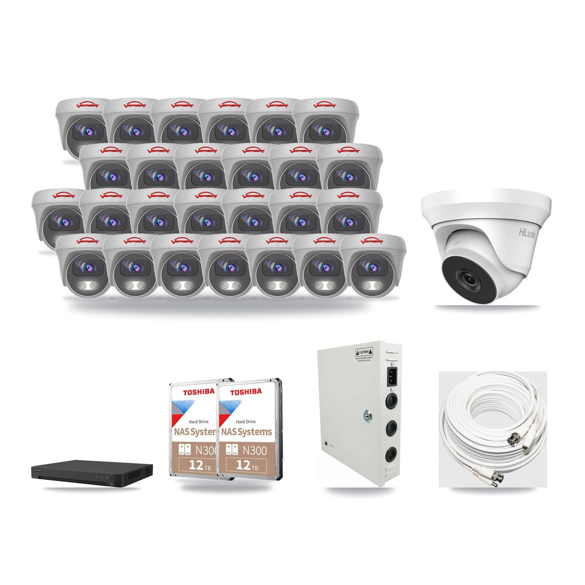 32-Channel 4MP – 5MP CCTV Kit — 1 4MP Turret + 26 5MP Cameras + 2× 12TB Recording - Image 1