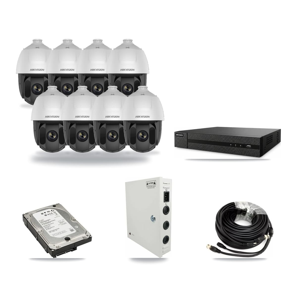 8-Channel 2MP CCTV Kit — 8 DS-2AE5225TI Hikvision PTZ Cameras + 5TB Recording - Image 1