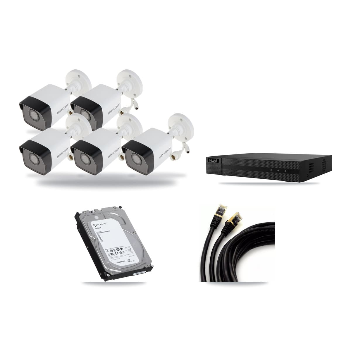 Hikvision & HiLook 8-Channel 5MP CCTV Kit — 5 Bullet Cameras + 6TB Recording - Image 1
