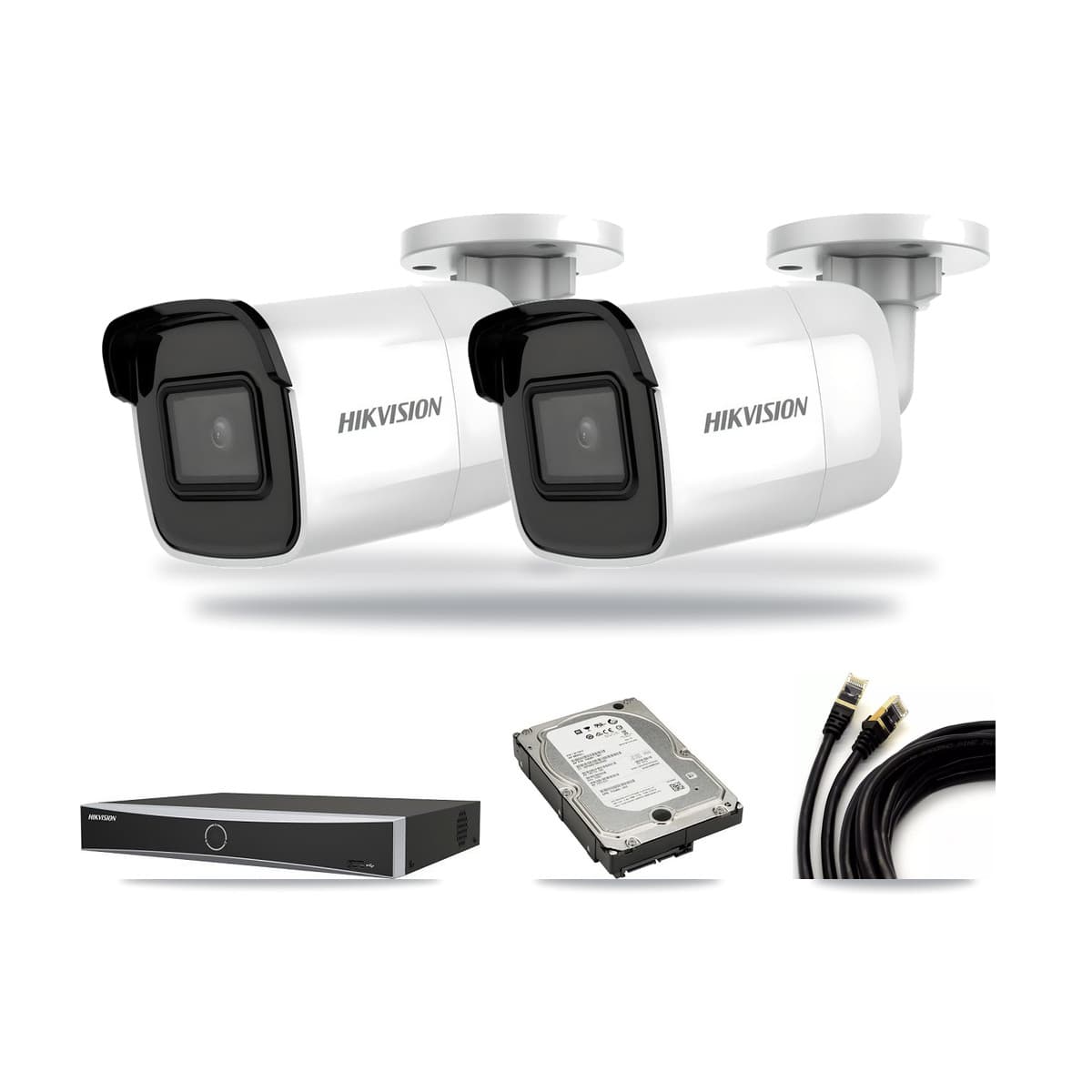 Hikvision 4-channel CCTV kit: 2 cameras (2× 4K Bullet), 5TB hard drive