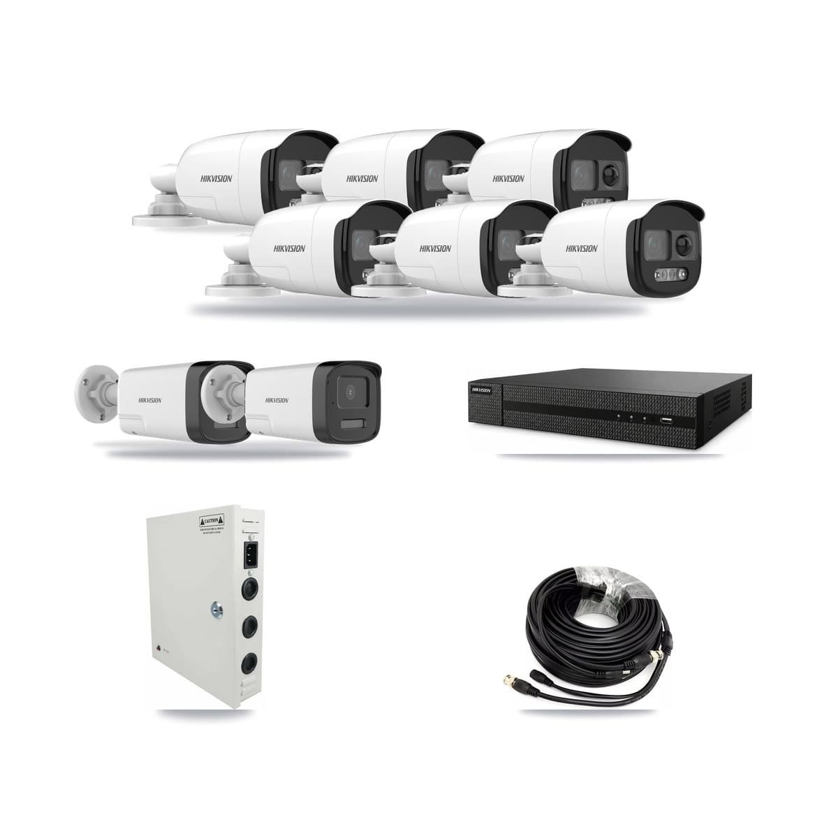 8-Channel 5MP CCTV Kit — 6 DS-2CE12KF3T + 2 DS-2CE17K0T Hikvision Bullet Cameras + 3TB Recording - Image 1