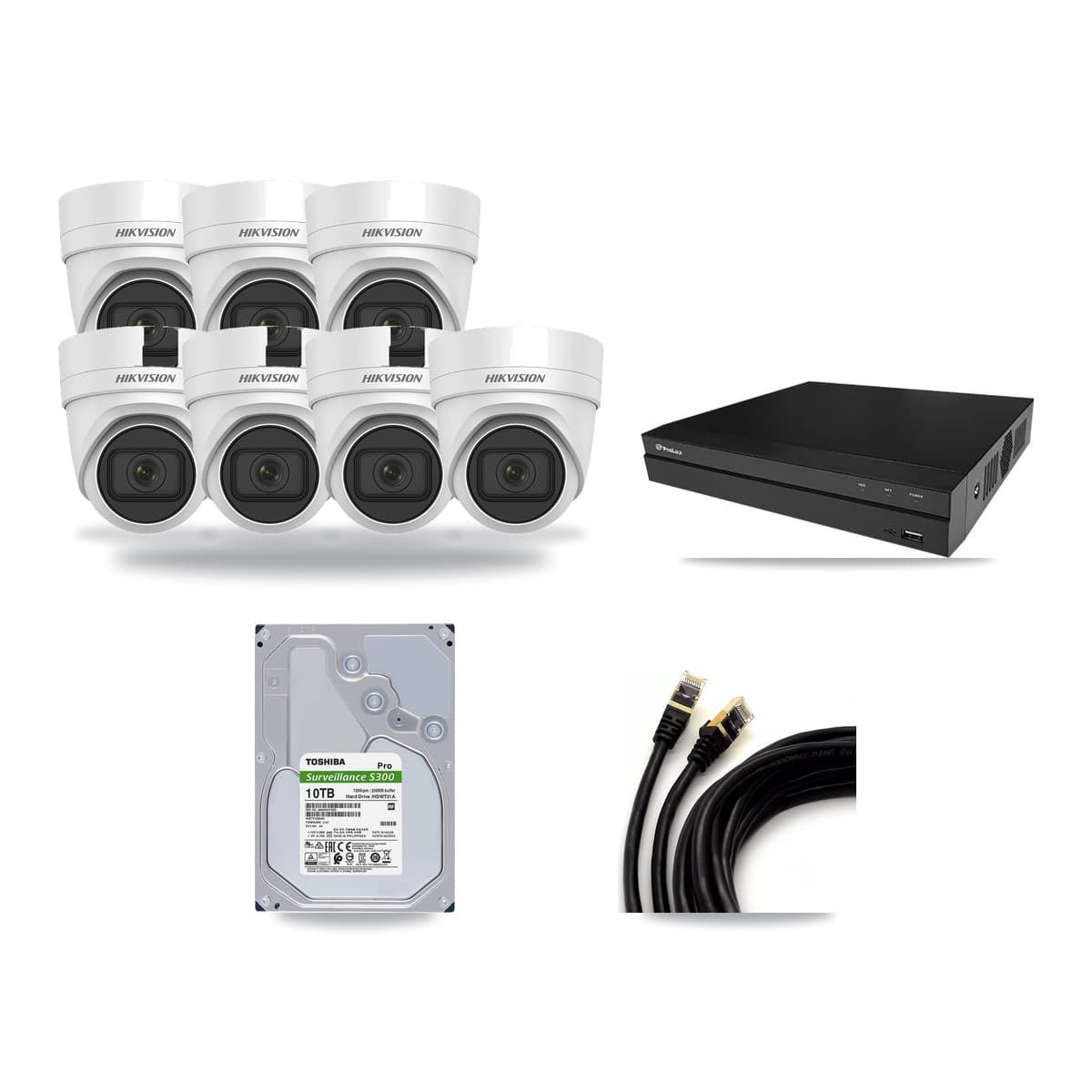 Prolux 8-channel CCTV kit: 7 cameras (7× 4MP Turret), 10TB hard drive