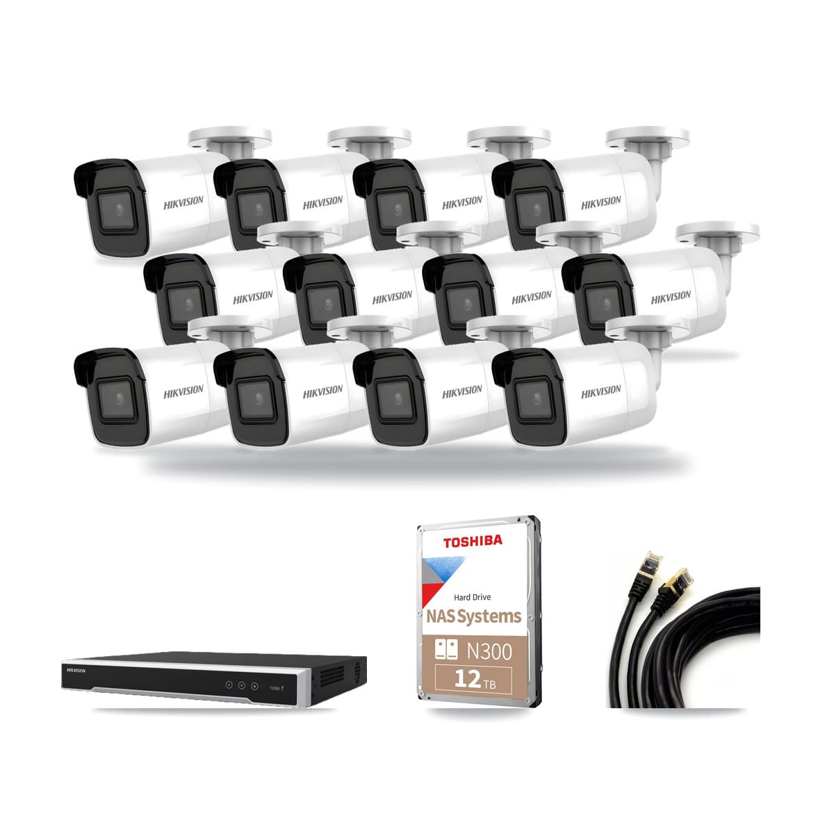 Hikvision 16-Channel 4K CCTV Kit — 12 DS-2CD2085G1 Bullet Cameras + 12TB Recording - Image 1