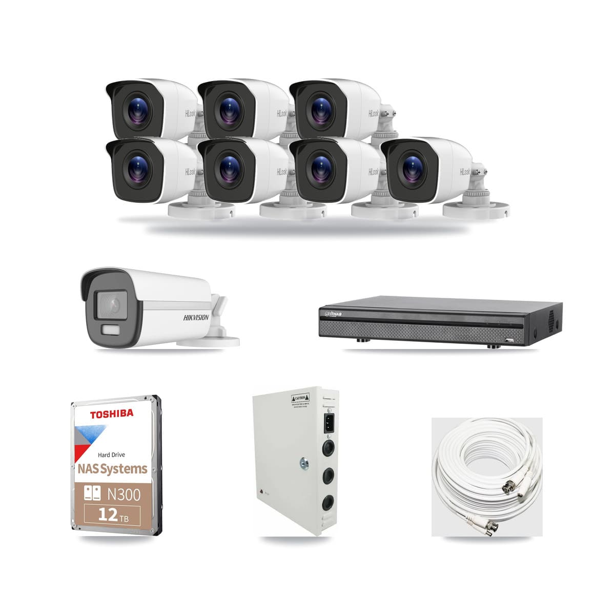 8-Channel 4MP – 4K CCTV Kit — 1 4K + 7 4MP Bullet Cameras + 12TB Recording (DH-XVR5108H Recorder) - Image 1