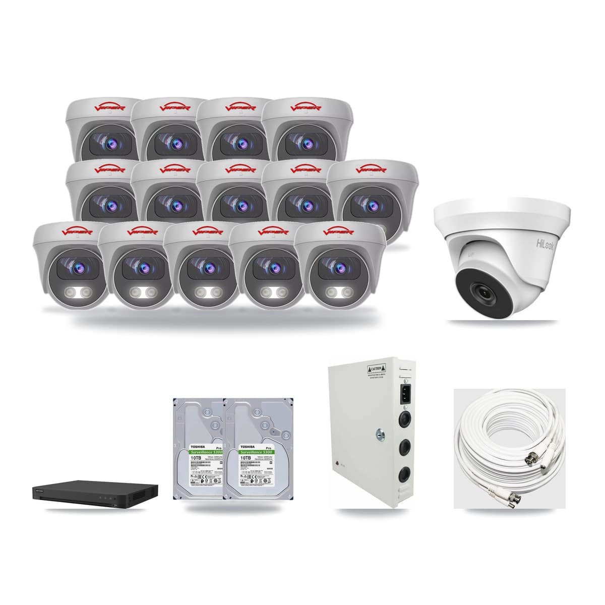 16-Channel 4MP – 5MP CCTV Kit — 1 4MP Turret + 14 5MP Cameras + 2× 10TB Recording - Image 1