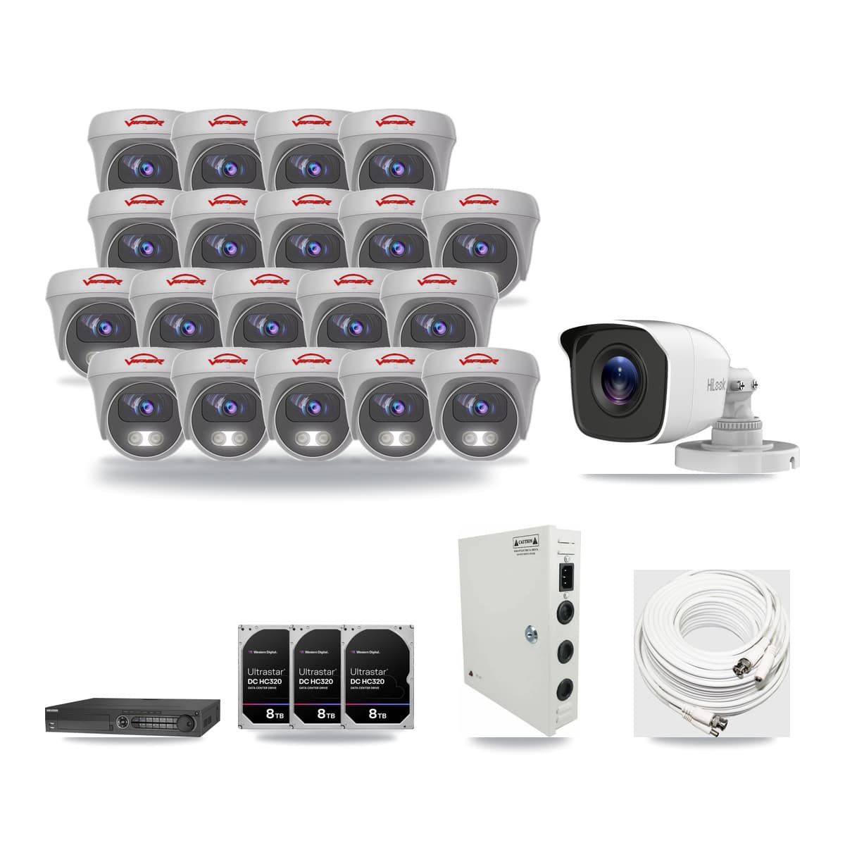 32-Channel 4MP – 5MP CCTV Kit — 1 4MP Bullet + 19 5MP Cameras + 3× 8TB Recording - Image 1