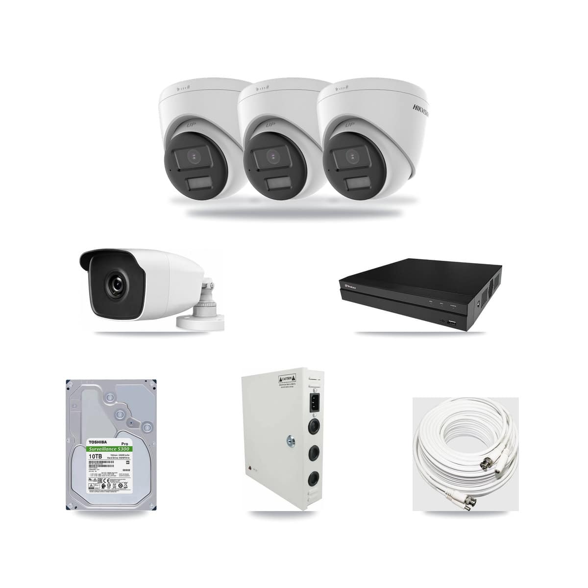 8-Channel 3MP – 4K CCTV Kit — 3 4K Turret + 1 3MP Bullet Cameras + 10TB Recording (PXD-5208AN Recorder) - Image 1