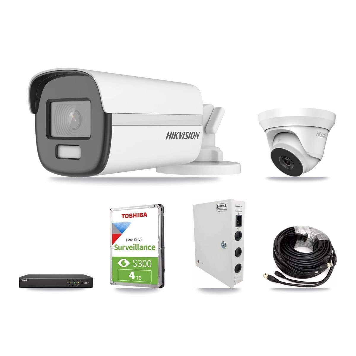 4-Channel 4MP – 4K CCTV Kit — 1 4K Bullet + 1 4MP Turret Cameras + 4TB Recording (AN-DV4-8MP Recorder) - Image 1