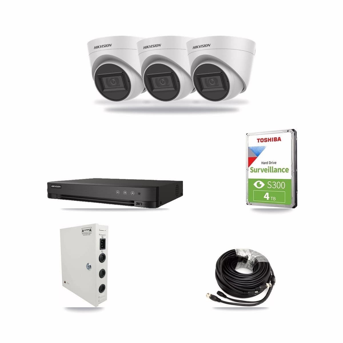 Hikvision 8-Channel 5MP CCTV Kit — 3 White Turret Cameras + 4TB Recording - Image 1