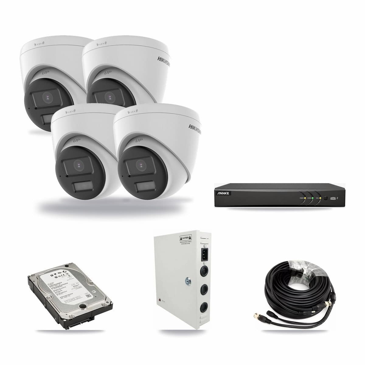 Hikvision & ANNKE 4-Channel 5MP CCTV Kit — 4 DS-2CE78K0T Turret Cameras + 5TB Recording - Image 1