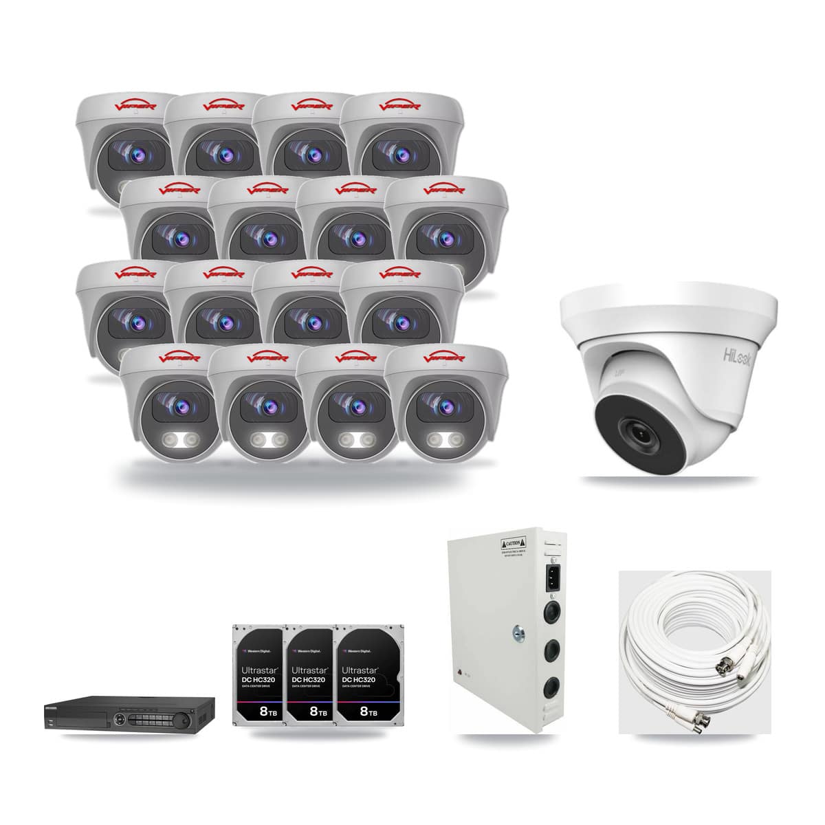 32-Channel 4MP – 5MP CCTV Kit — 1 4MP Turret + 16 5MP Cameras + 3× 8TB Recording - Image 1